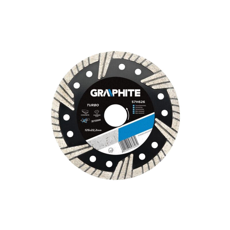 Disc de tăiere diamantat; Ø: 125mm; Øorif: 22,2mm; Gr.disc: 2,6mm Disc de tăiere diamantat; Ø: 125mm; Øorif: 22,2mm; Gr.disc: 2,6mm