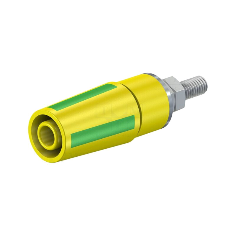 Conector: banană 4mm; soclu; 32A; 1kV; galben-verde; nichelat Conector: banană 4mm; soclu; 32A; 1kV; galben-verde; nichelat