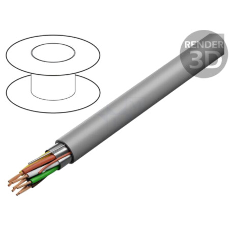Cablu; 8x22AWG; ecranat,folie Al-PET; LSZH; gri; 300V; 100m; 328ft