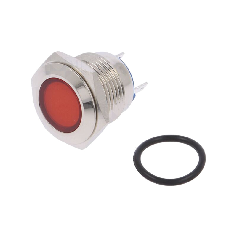 Lampă de control: LED; plată; roşie; 24VDC; 24VAC; Ø16mm; conectori
