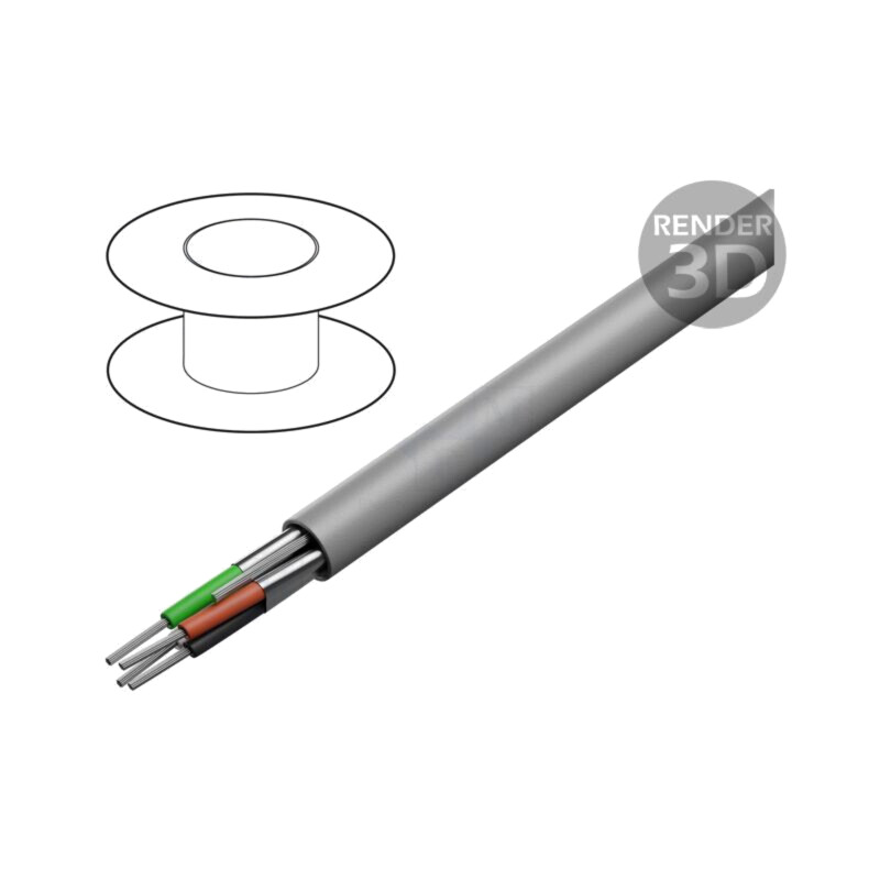 Cablu; 2x2x22AWG; litat; Cu; Izolaţie: PVC; gri; 30m; CPR: Eca; 300V