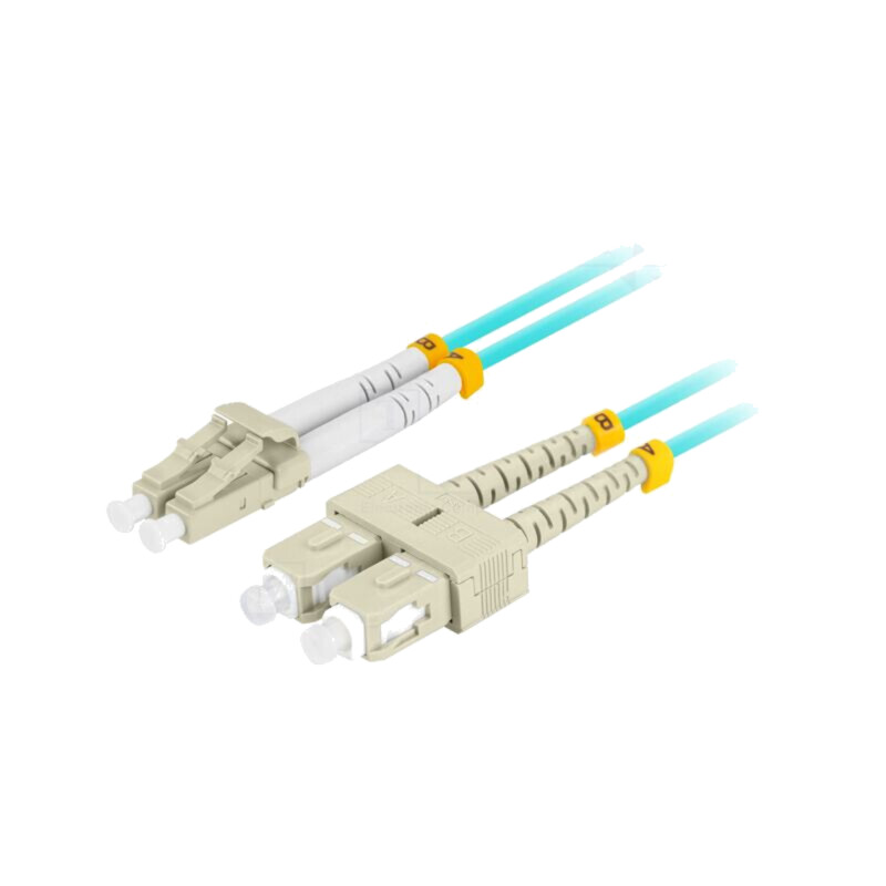 Patch cord cu fibră; OM3; LC/UPC,SC/UPC; 1m; LSZH; turcuoaz