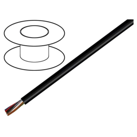 Cablu; LiYY-UL; 3x18AWG; neecranat; 300V; Cu; litat; negru