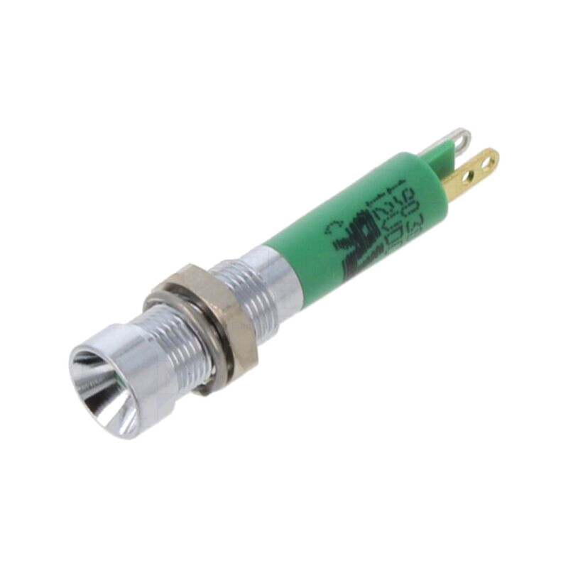 Lampă de control: LED; concav; verde; 12VDC; Ø6mm; IP40; conectori