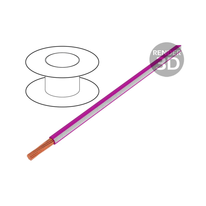 Cablu; H05V-K,LgY; litat; Cu; 2,5mm2; PVC; roz-alb; 300V,500V; 50m