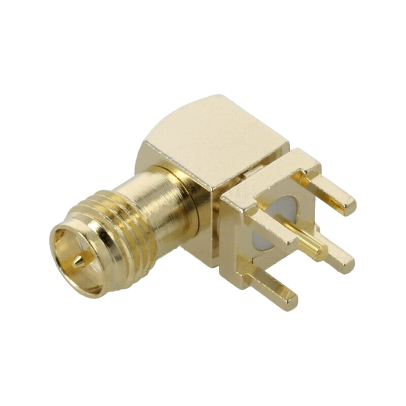 Conector: RP-SMA; soclu; tată; în unghi; THT; pentru PCB; PTFE