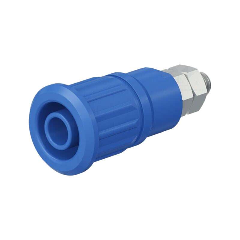 Conector: banană 4mm; soclu; 32A; 1kV; albastră; nichelat Conector: banană 4mm; soclu; 32A; 1kV; albastră; nichelat