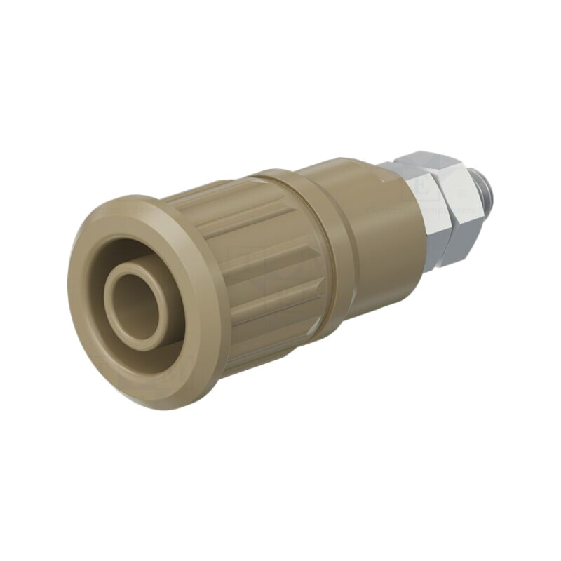 Conector: banană 4mm; soclu; 32A; 1kV; maro; nichelat; cu izolaţie