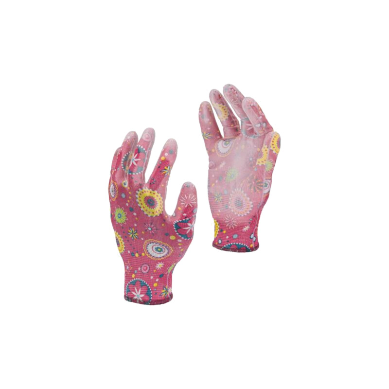Protective gloves; Size: 8; pink; polyester,PU; women's; tag