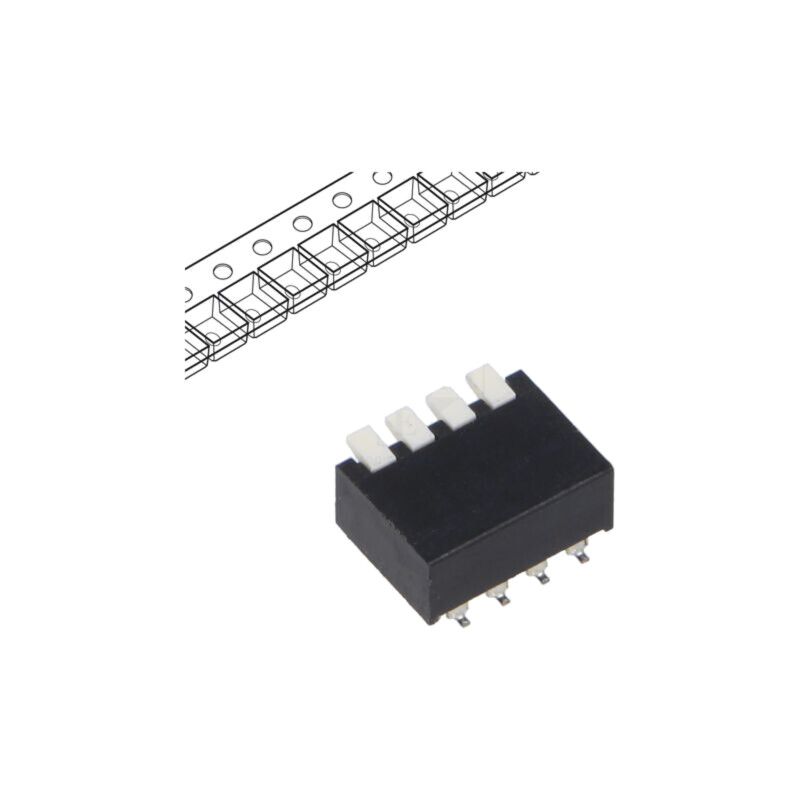 Comutator: DIP-SWITCH; Număr secţiuni: 4; OFF-ON; 25mA/24VDC; SMT