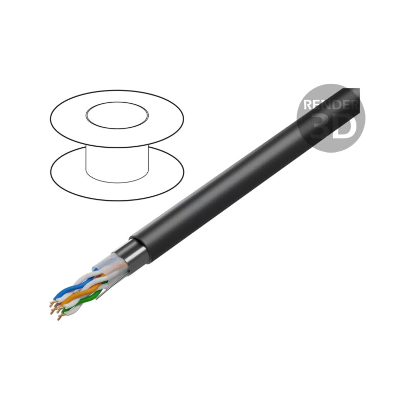 Cablu; BiTLAN,F/UTP; 4x2x23AWG; 6; sârmă; Cu; Izolaţie: PE; negru