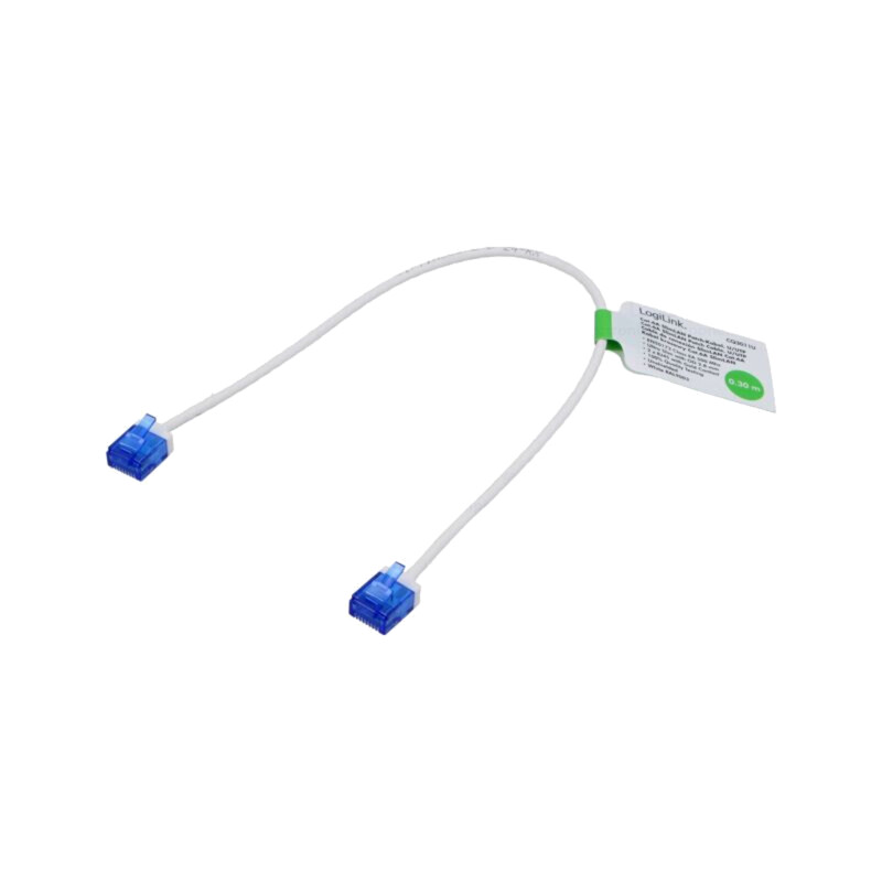 Patch cord; RJ45 mufă,din ambele părţi; U/UTP; 6a; litat; Cu; alb
