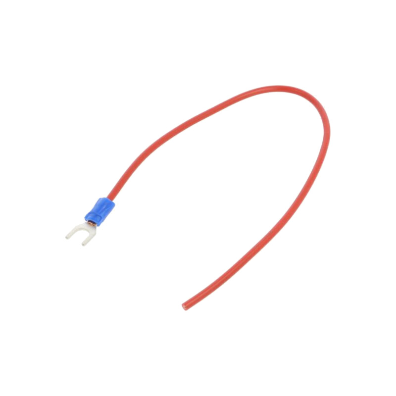Cable: cable with crimped terminals; red; non-insulated; 250mm