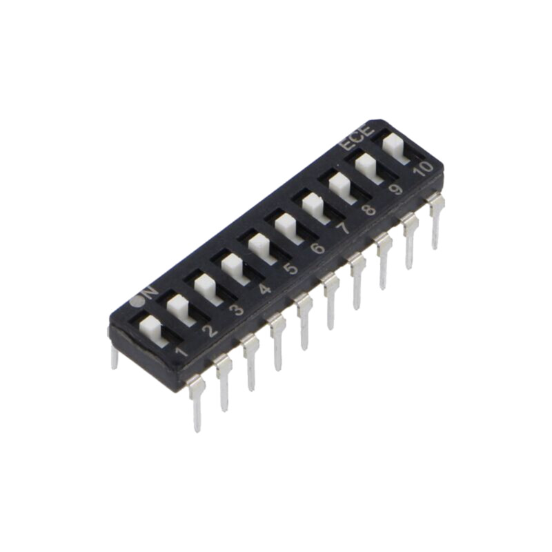 Comutator: DIP-SWITCH; Număr secţiuni: 10; OFF-ON; 0,025A/24VDC