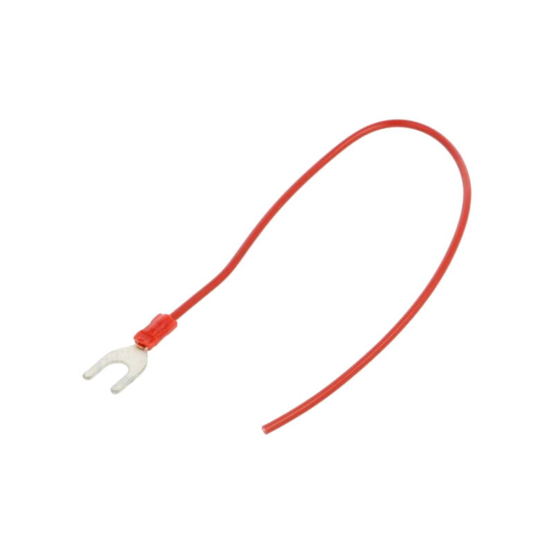 Cable: cable with crimped terminals; red; non-insulated; 250mm