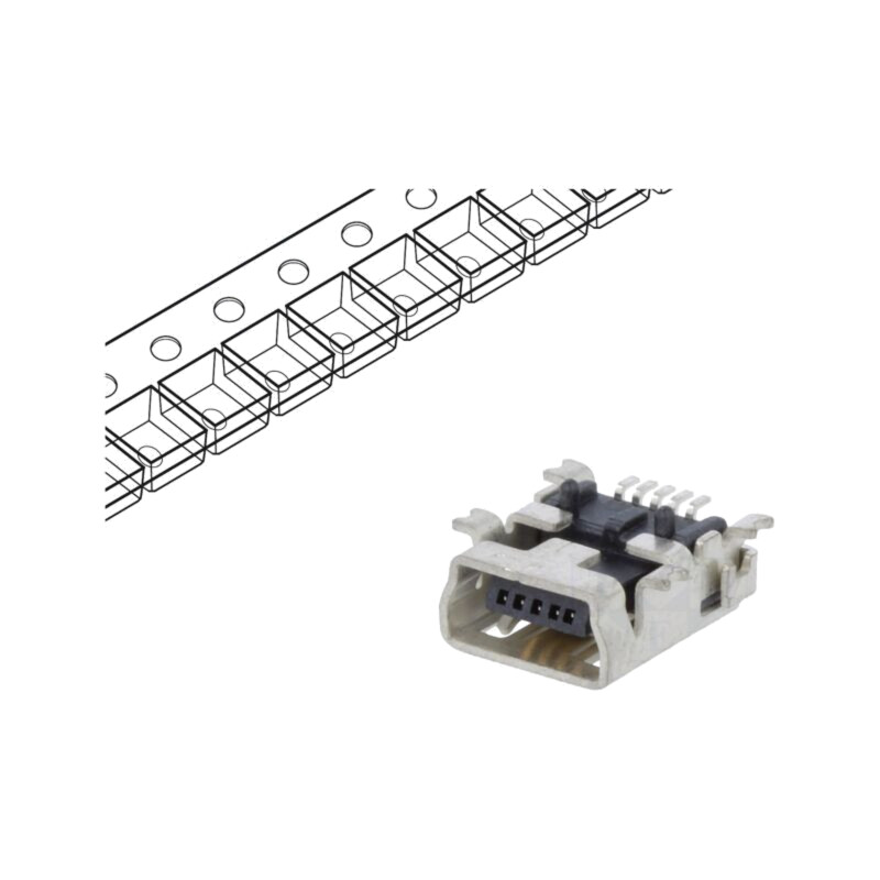 Conector: USB B mini; soclu; SMT; PIN: 5; orizontală