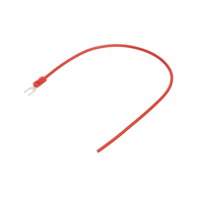 Cable: cable with crimped terminals; red; non-insulated; 250mm