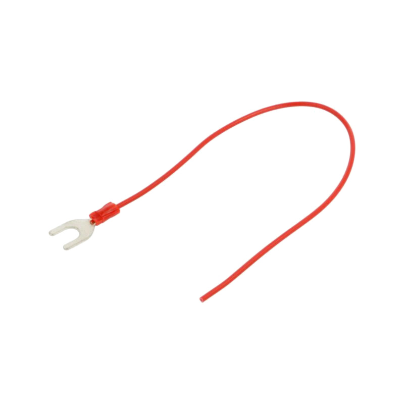 Cable: cable with crimped terminals; red; non-insulated; 250mm