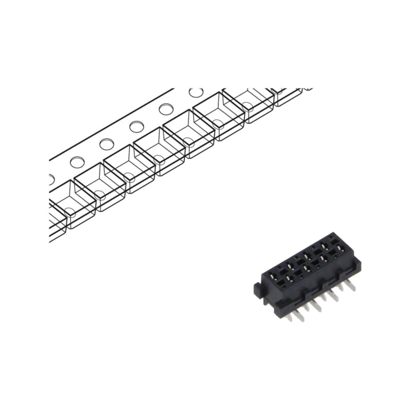 Conector: Micro-MaTch; soclu; mamă; PIN: 8; drept; SMT; pentru PCB