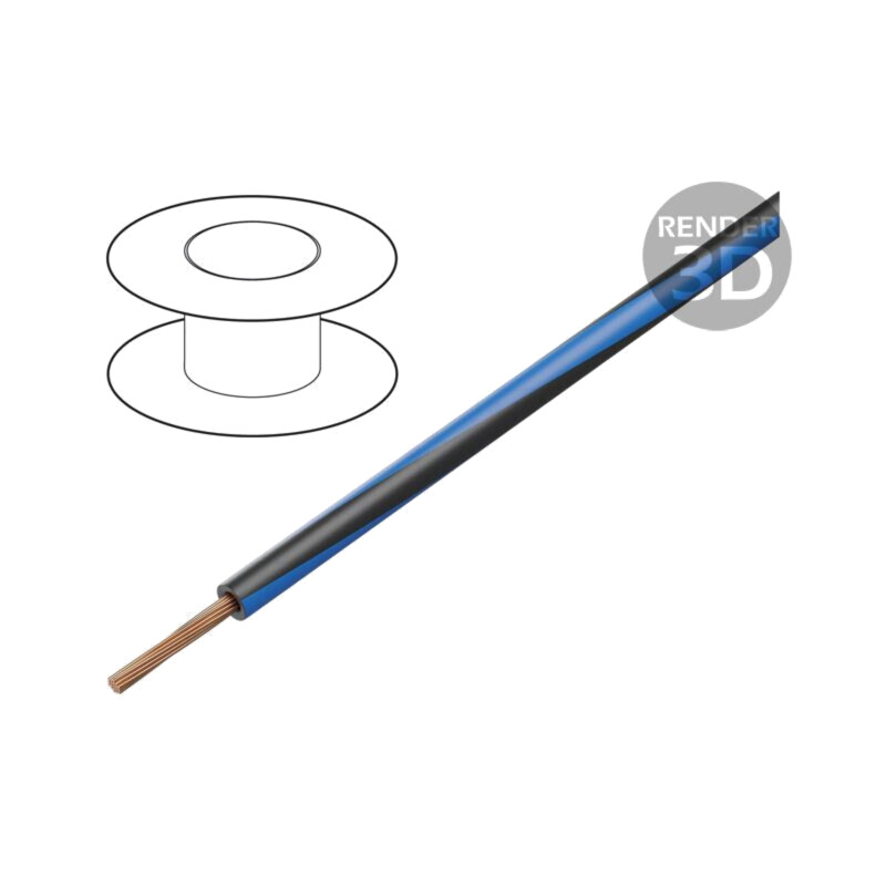 Cablu; H05V-K,LgY; litat; Cu; 1mm2; PVC; albastru-negru; 300V,500V