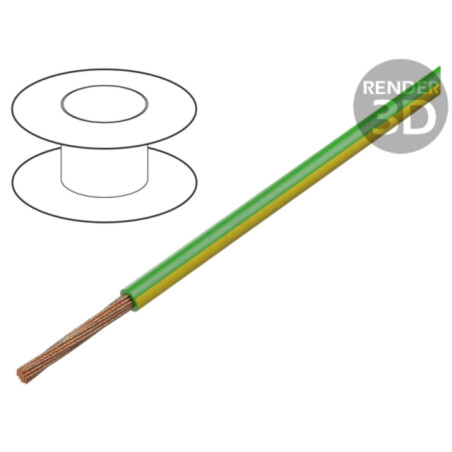 Cablu; H05V-K,LgY; litat; Cu; 1mm2; PVC; verde-galben; 300V,500V