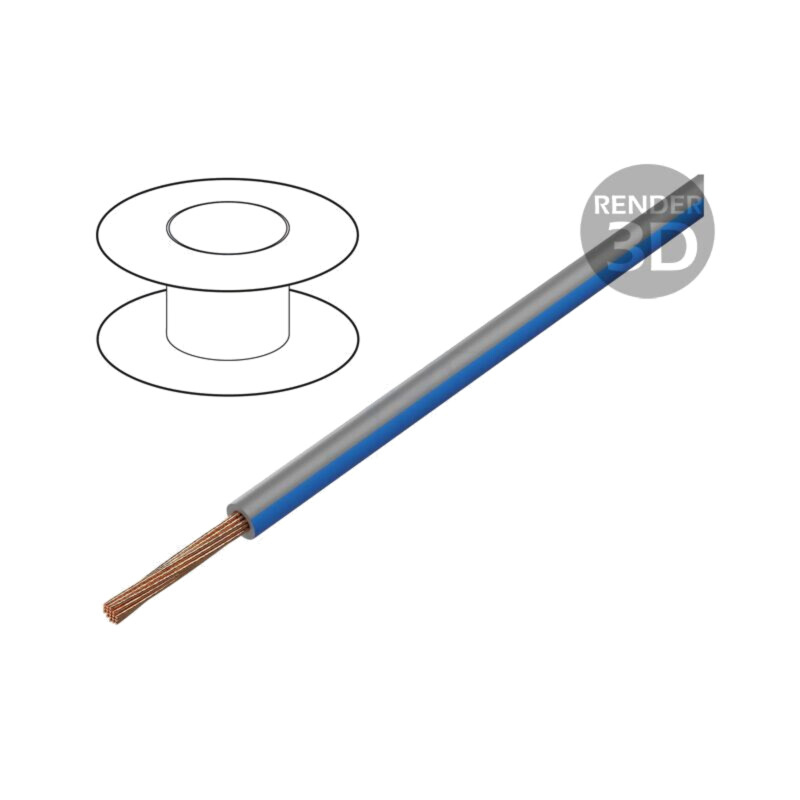 Cablu; H05V-K,LgY; litat; Cu; 1mm2; PVC; gri-albastru; 300V,500V