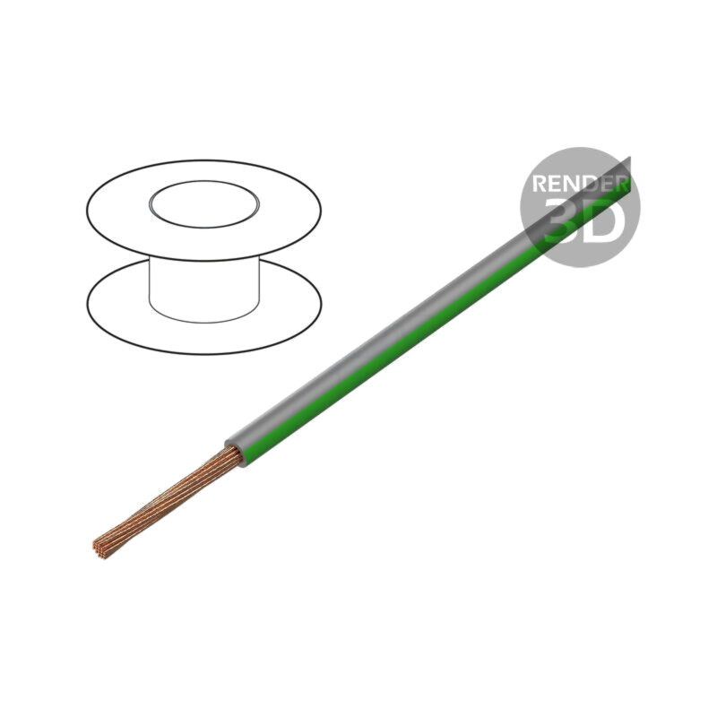 Cablu; H05V-K,LgY; litat; Cu; 1mm2; PVC; gri-verde; 300V,500V; 100m