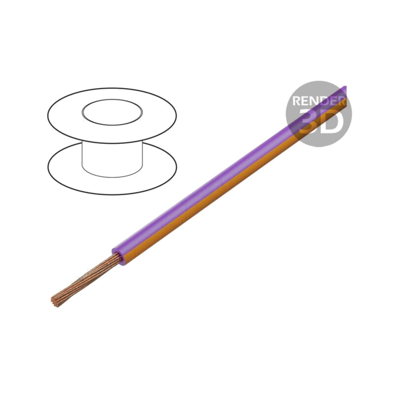 Cablu; H05V-K,LgY; litat; Cu; 1mm2; PVC; violet-portocaliu; 100m