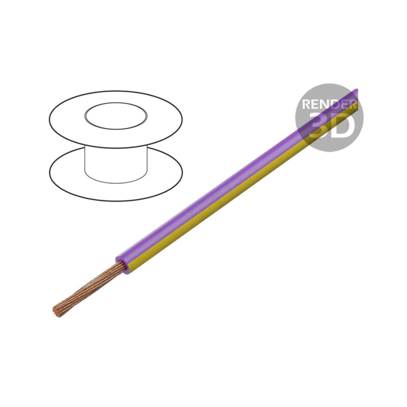 Cablu; H05V-K,LgY; litat; Cu; 1mm2; PVC; violet-galben; 300V,500V