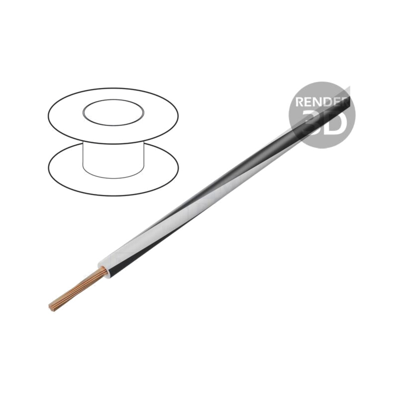 Cablu; H05V-K,LgY; litat; Cu; 1mm2; PVC; alb-negru; 300V,500V; 100m