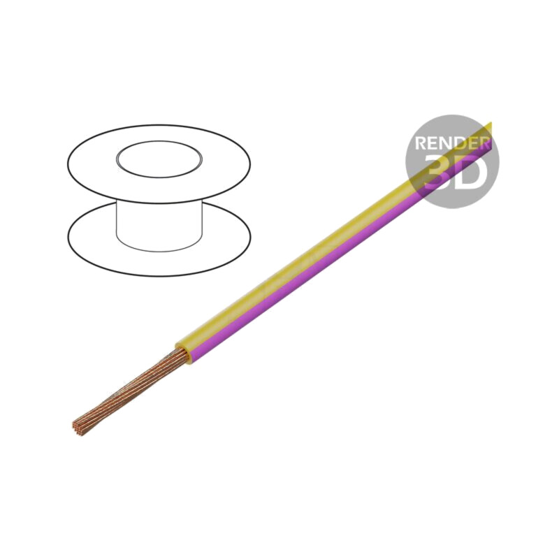Cablu; H05V-K,LgY; litat; Cu; 1mm2; PVC; galben-roz; 300V,500V; 100m
