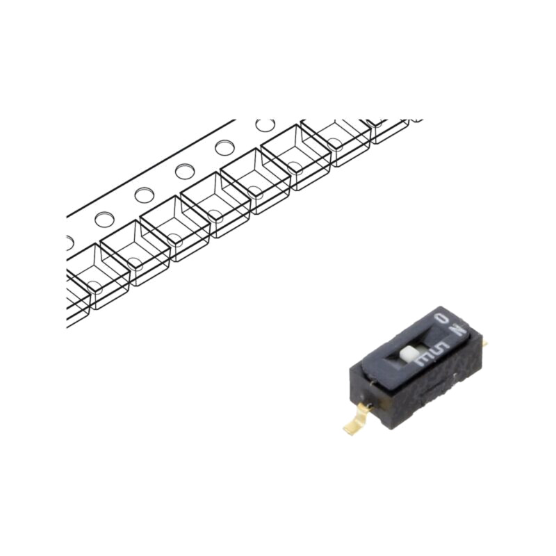 Comutator: DIP-SWITCH; Număr secţiuni: 1; OFF-ON; 0,1A/6VDC; SMT Comutator: DIP-SWITCH; Număr secţiuni: 1; OFF-ON; 0,1A/6VDC; SMT