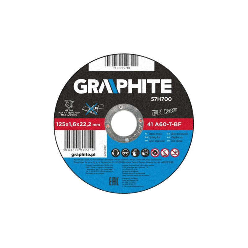 Disc de tăiere; Ø: 125mm; Øorif: 22,2mm; Gr.disc: 1,6mm