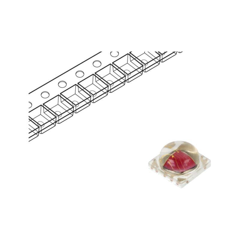 LED putere; 3535; cherry red; 135°; convex; batwing; 1,8÷2,2VDC