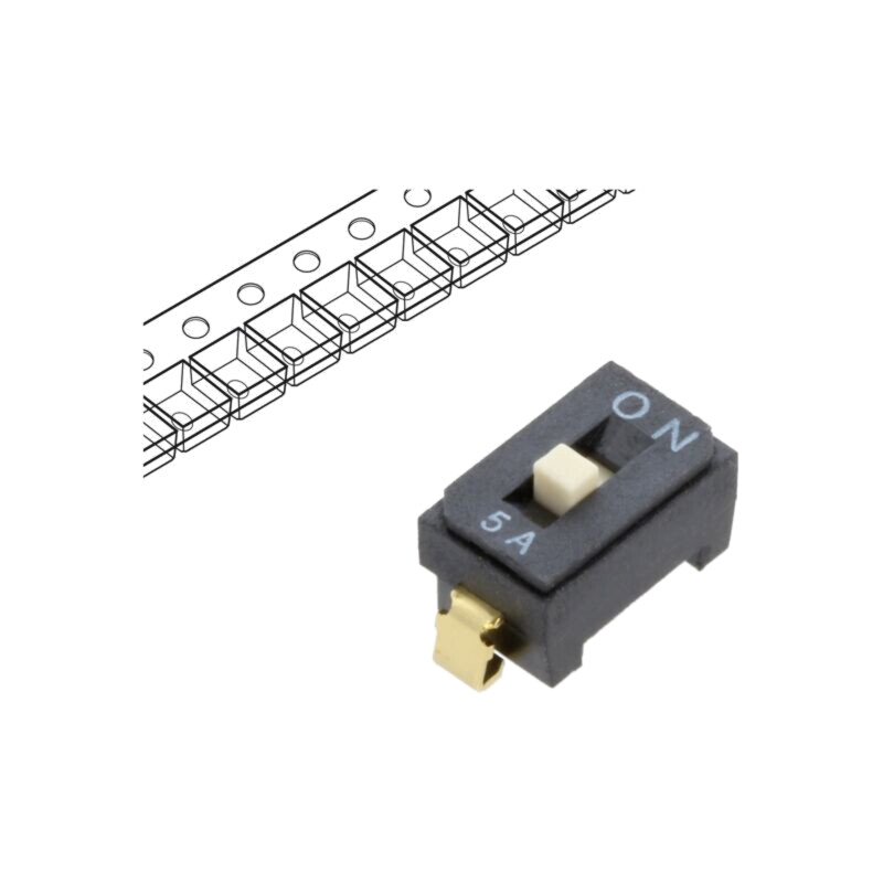 Comutator: DIP-SWITCH; Număr secţiuni: 1; OFF-ON; 100mA/6VDC; SMT