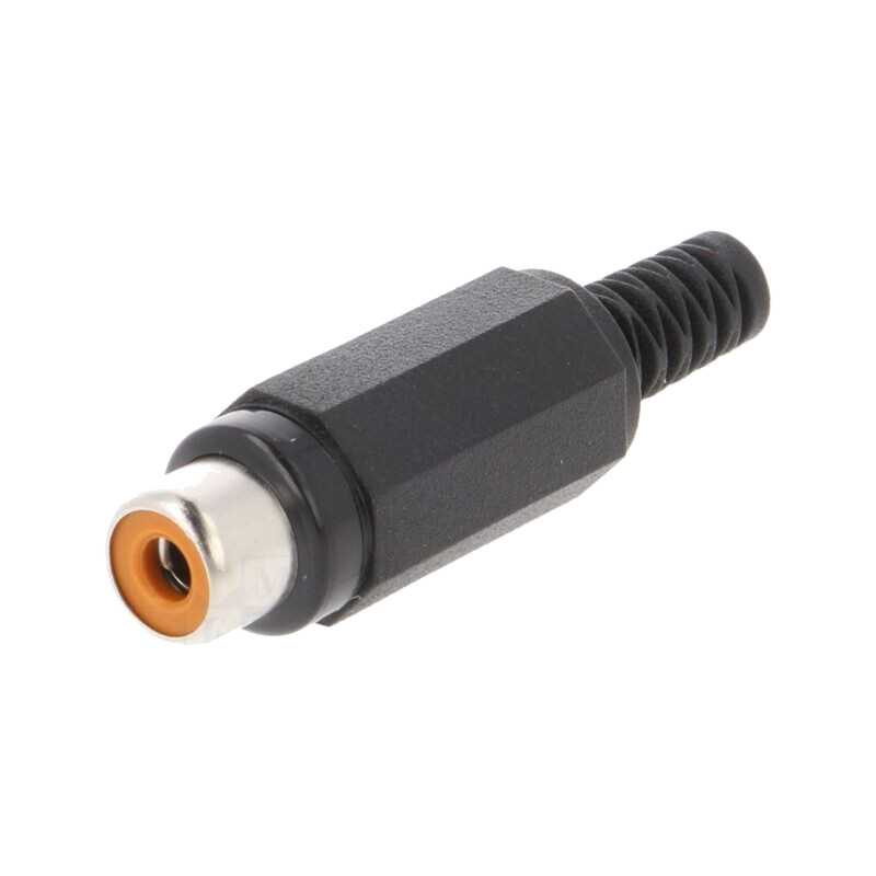 Conector: RCA; mufă; mamă; cu manşon; drept; lipire; nichelat Conector: RCA; mufă; mamă; cu manşon; drept; lipire; nichelat