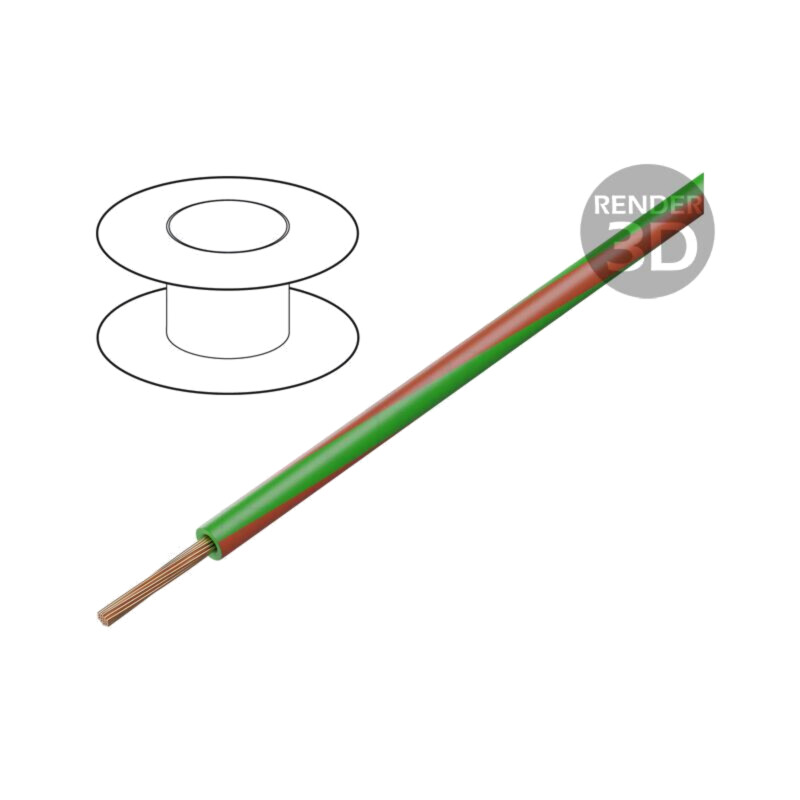 Cablu; H05V-K,LgY; litat; Cu; 0,5mm2; PVC; verde-roşu; 300V,500V