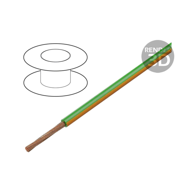 Cablu; H05V-K,LgY; litat; Cu; 0,35mm2; PVC; verde-portocaliu; 200m