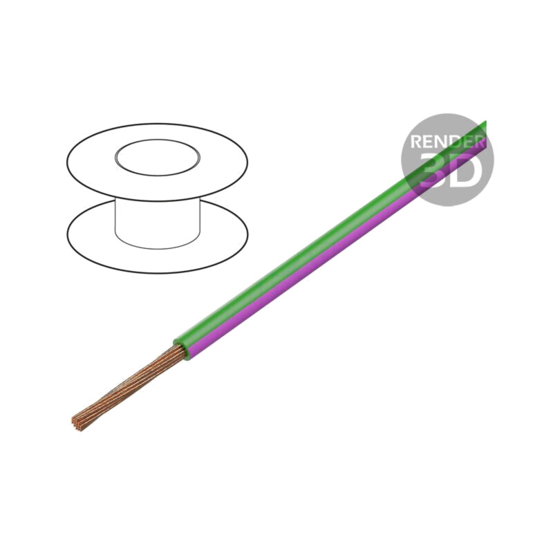 Cablu; H05V-K,LgY; litat; Cu; 0,35mm2; PVC; verde-roz; 300V,500V