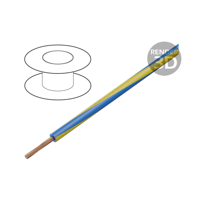 Cablu; H05V-K,LgY; litat; Cu; 0,35mm2; PVC; albastru-galben; 200m Cablu; H05V-K,LgY; litat; Cu; 0,35mm2; PVC; albastru-galben; 200m