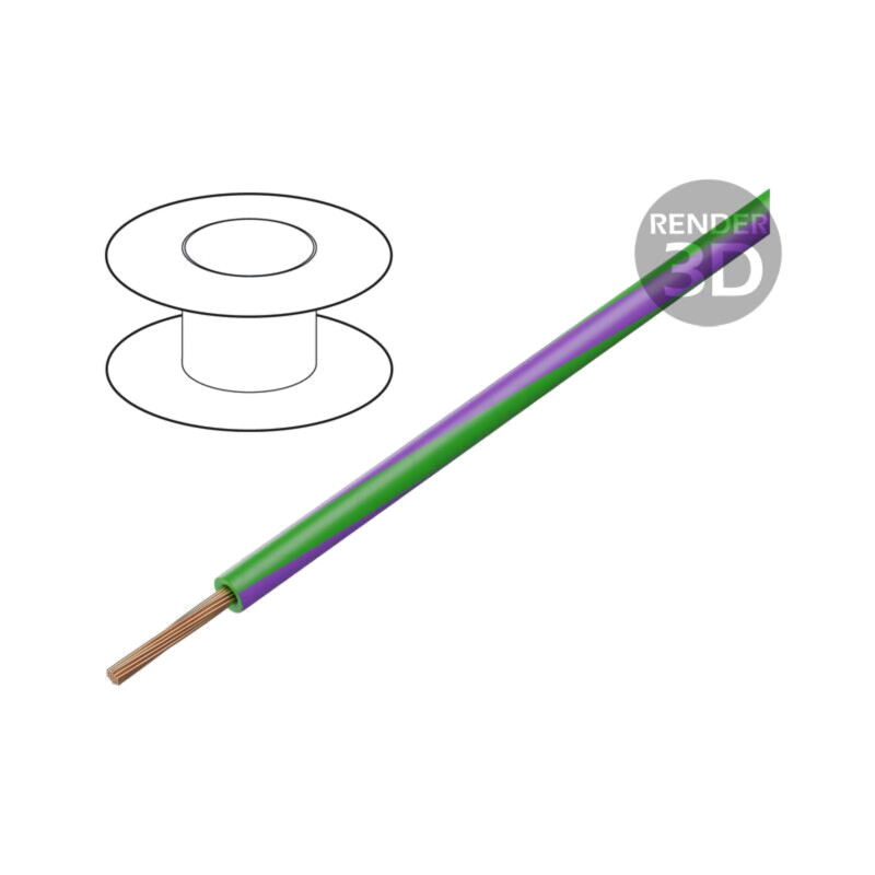 Cablu; H05V-K,LgY; litat; Cu; 0,35mm2; PVC; verde-violet; 300V,500V