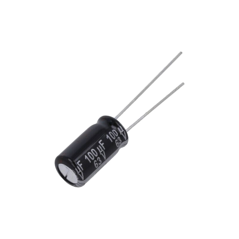 Condensator: electrolitic; THT; 100uF; 63VDC; Ø8x15mm; ±20%; 10000h