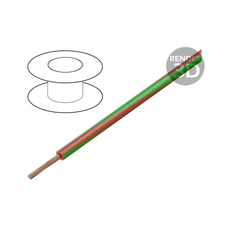 Cablu; FLRY-B; 1x0,5mm2; litat; Cu; PVC; roşu-verde; 60V; 100m