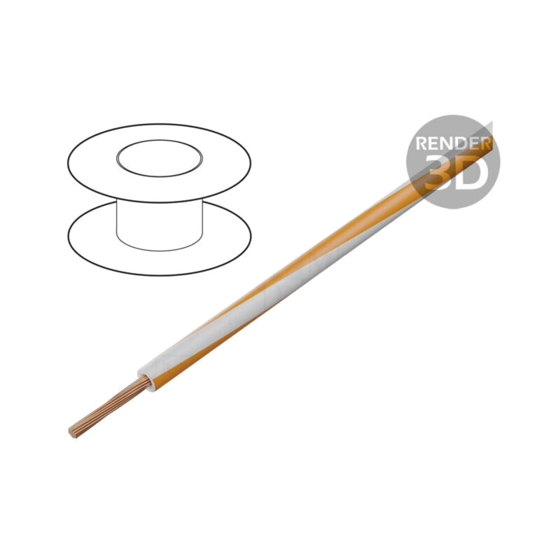 Cablu; FLRY-B; 1x0,5mm2; litat; Cu; PVC; alb-portocaliu; 60V; 100m