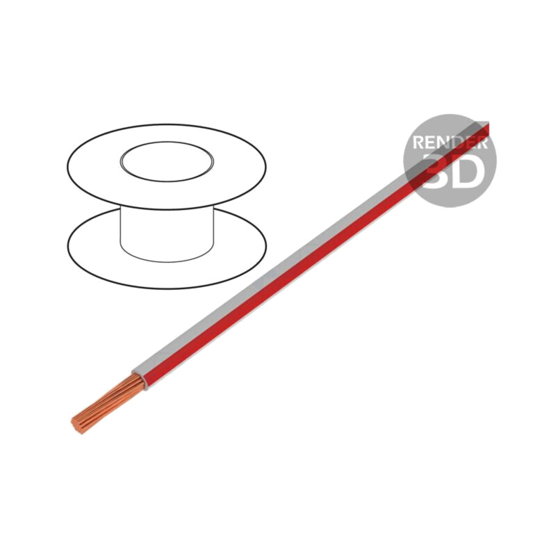 Cablu; FLRY-B; 1x0,5mm2; litat; Cu; PVC; alb-roşu; 60V; 100m; Clasa: 5 Cablu; FLRY-B; 1x0,5mm2; litat; Cu; PVC; alb-roşu; 60V; 100m; Clasa: 5