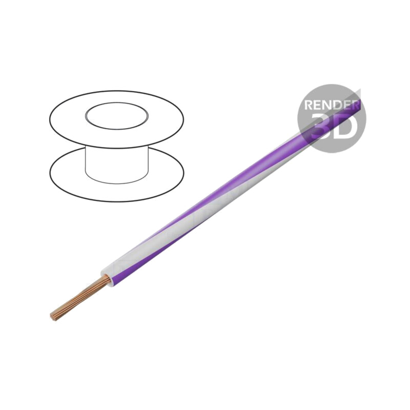 Cablu; FLRY-B; 1x0,5mm2; litat; Cu; PVC; alb-violet; 60V; 100m