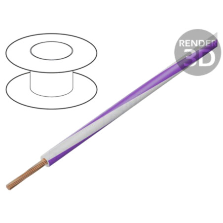 Cablu; FLRY-B; 1x0,5mm2; litat; Cu; PVC; alb-violet; 60V; 100m