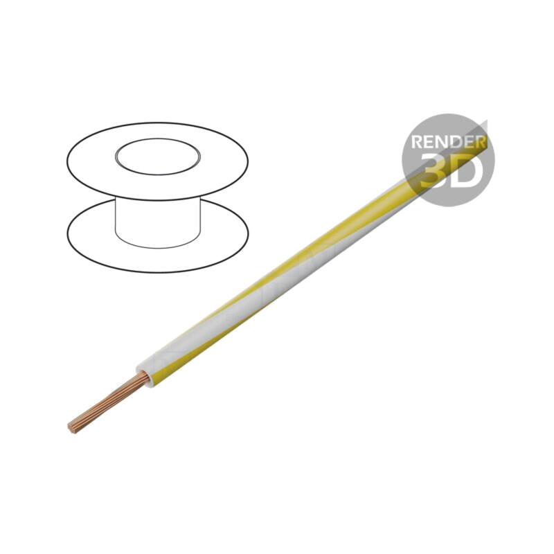 Cablu; FLRY-B; 1x0,5mm2; litat; Cu; PVC; alb-galben; 60V; 100m Cablu; FLRY-B; 1x0,5mm2; litat; Cu; PVC; alb-galben; 60V; 100m