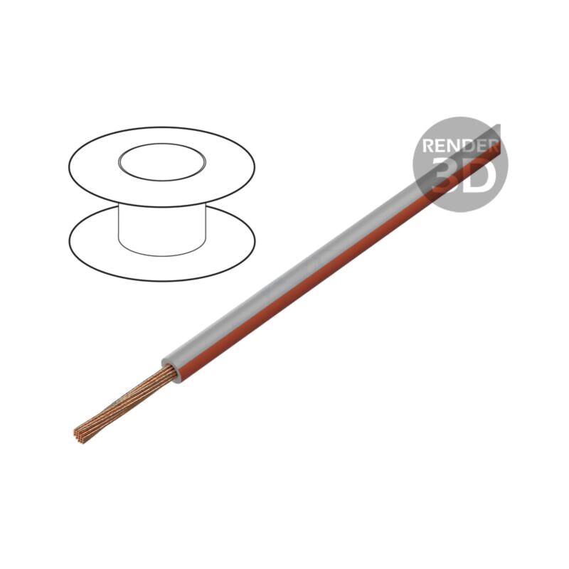 Cablu; FLRY-B; 1x0,35mm2; litat; Cu; PVC; roșu-gri; 60V; 100m