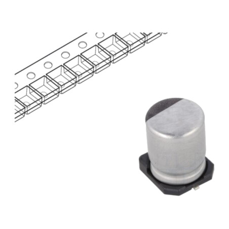 Condensator: electrolitic; SMD; 100uF; 25VDC; Ø6,3x7,7mm; ±20%